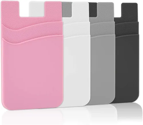Vista 8 de SS Billetera negra para teléfono, tarjetero adhesivo para iPhone, Samsung Galaxy y cualquier teléfono inteligente, paquete de 3 Negro Negro Negro