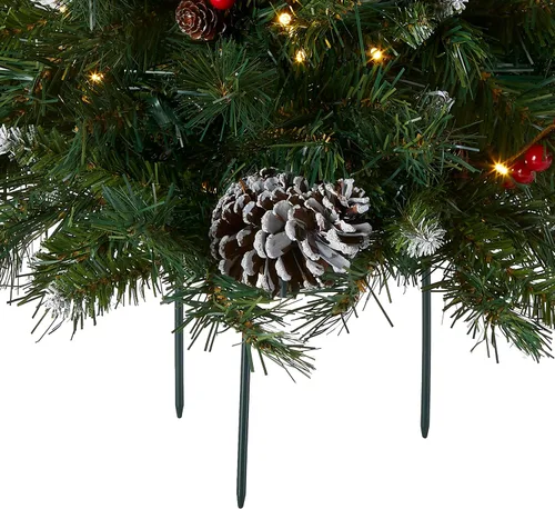 Vista 3 de National Tree Company - Relleno de urna artificial de Navidad pre-iluminado de 18 pulgadas con bayas esmeriladas, decoración de Navidad con conos