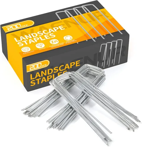 Vista 7 de WAENLIR Paquete de 50 grapas de jardín galvanizadas de 6 pulgadas, estacas de tela metálica para paisaje, estacas de patio, estacas de tienda