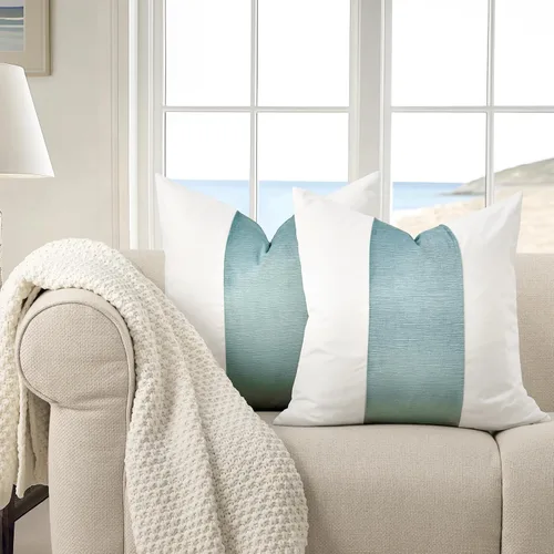 Vista 3 de EVERGRACE x Kinsey Walsh Fundas de almohada de panel de terciopelo de algodón de firma, juego de 2, fundas de almohada decorativas de 20"x20