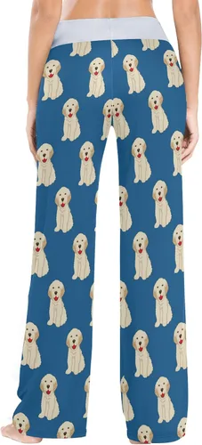 Vista 4 de XUWU Pantalones de pijama para mujer, cómodos, casuales, palazzo, pierna ancha