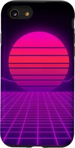 Vista 18 de Funda con diseño estético para iPhone 16 Retrowave Synthwave de los años 80 y 90