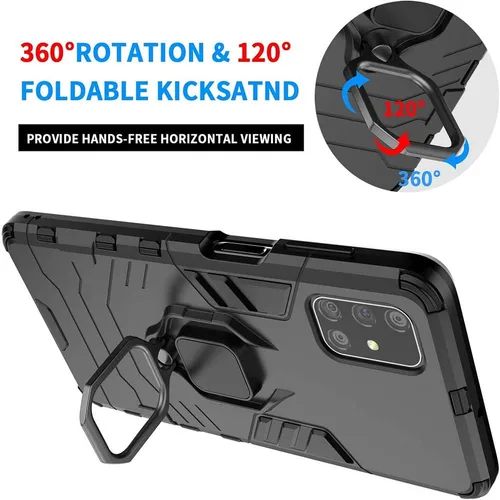 Vista 6 de Funda para Xiaomi Redmi Note 9T 5G/Redmi Note 9 5G, 2 en 1 híbrida resistente armadura a prueba de golpes Defender Kickstand Dual Layer Bumper Hard