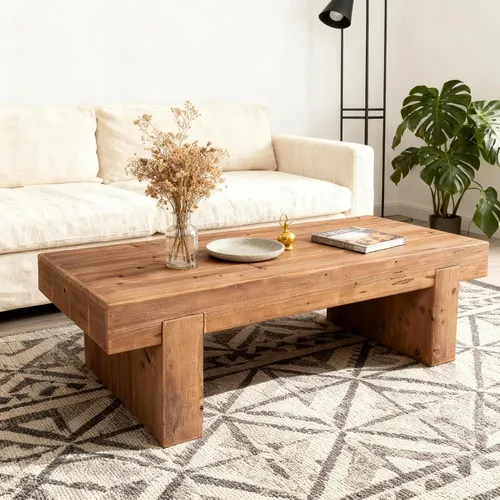 Vista 40 de Mesa auxiliar de madera, 39.37 pulgadas, cuadrada de mediados de siglo, mesa central de madera moderna de madera de fibropanel de densidad media