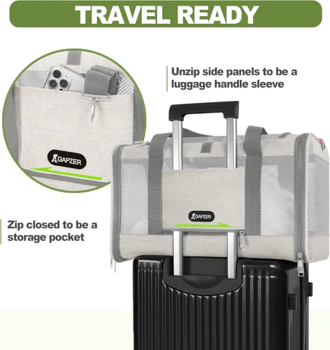 Vista 4 de GAPZER Transportador de gatos aprobado por American Airlines 18x11x11, apertura superior, resistente, suave, bolsa de transporte para mascotas