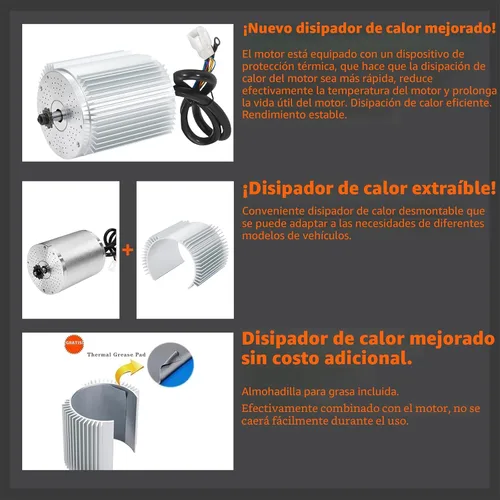 Vista 2 de Motor sin escobillas CC 3000W 72V Motor eléctrico de alta potencia Controlador sin escobillas 50A Motor de scooter Go Kart Kit de motor eléctrico