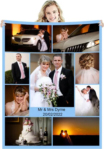 Vista 7 de Manta de fotos personalizada con collage de texto, imagen, regalo de cumpleaños de boda para adultos, bebés, niños, niñas, niños, papá, mamá, 1 Foto