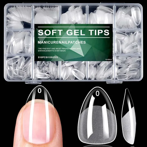 Vista 10 de 510 puntas de uñas ovaladas extra cortas, uñas postizas transparentes