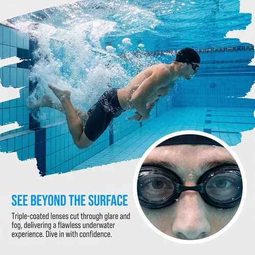 Vista 5 de Gafas de natación de carreras antivaho con protección UV sin fugas para hombres, mujeres, adultos, jóvenes, entrenamiento de competición