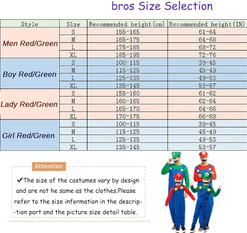 Vista 3 de VISVIC Disfraz de Super Brothers para Halloween, cosplay, clásico, unisex, para hombres, mujeres, adultos, niños y adolescentes