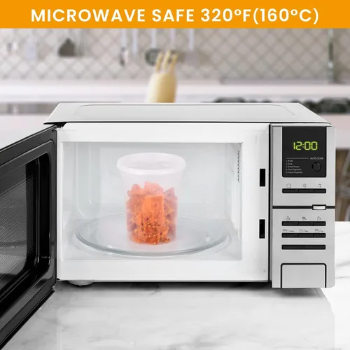 Vista 5 de Kitch'nMore Recipientes de plástico de 32 onzas con tapas herméticas, extragruesos, slime, sopa, a prueba de fugas, apilables, aptos