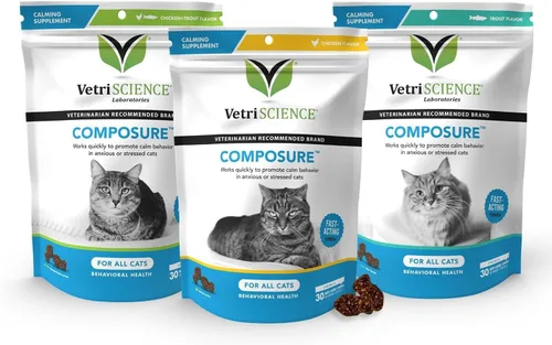 Vista 10 de VetriScience Composure, fórmula calmante para gatos, 30 masticables del tamaño de un bocado