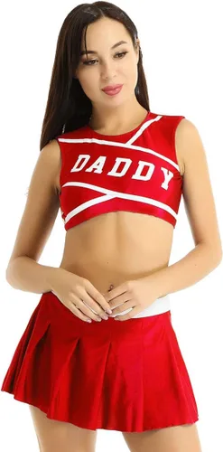 Vista 3 de CHICTRY Disfraz de colegialas adultas para mujer, uniforme recortado, chaleco y faldas plisadas