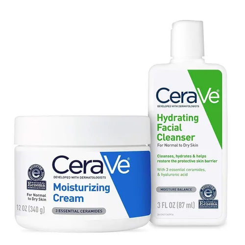 Vista 8 de CeraVe Set hidratante para el cuidado de la piel, crema hidratante de 8 onzas y limpiador facial hidratante de 8 onzas, ceramidas + crema hidratante