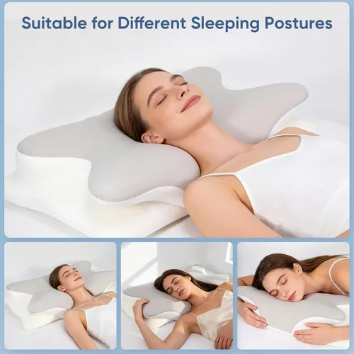 Vista 5 de Almohada cervical para el cuello para aliviar el dolor, almohada ergonómica de espuma viscoelástica para dormir de lado, almohadas ortopédicas