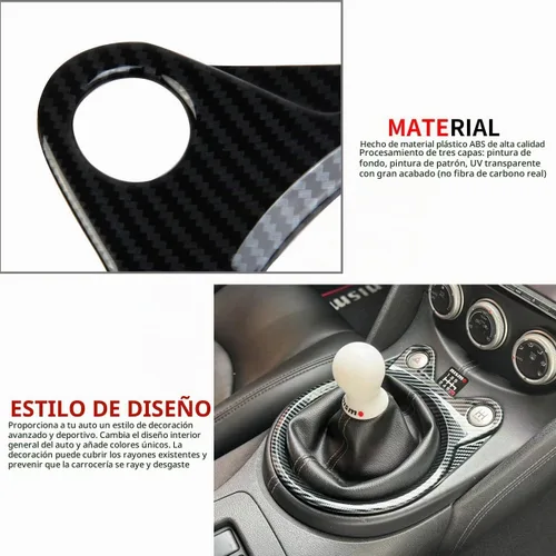 Vista 5 de Accesorios manuales del ajuste de la cubierta del panel del cambio de engranajes del estilo de la fibra de carbono para Nissan 37