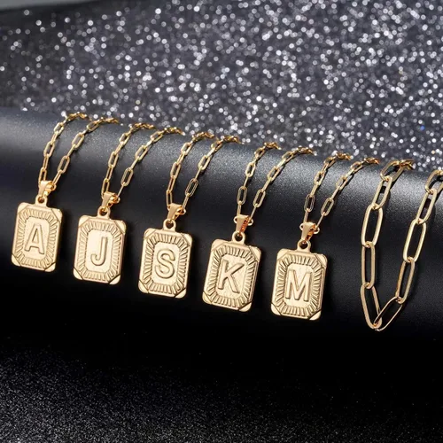 Vista 6 de Yoosteel Layered Initial Necklaces for Women Girls, 14K Gold Plated Dainty Layering Paperclip Chain Necklace Capital Letter Initial Pendant Choker