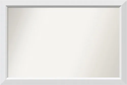 Vista 294 de Amanti Art Espejo de baño blanco para sobre el fregadero, 24 x 26 pulgadas, espejo rectangular blanco y blanco, marco de madera contemporáneo