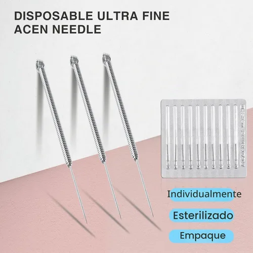 Vista 5 de Kit profesional para eliminar espinillas, 100 agujas desechables para el acné, herramientas para eliminar puntos negros, herramienta extractora