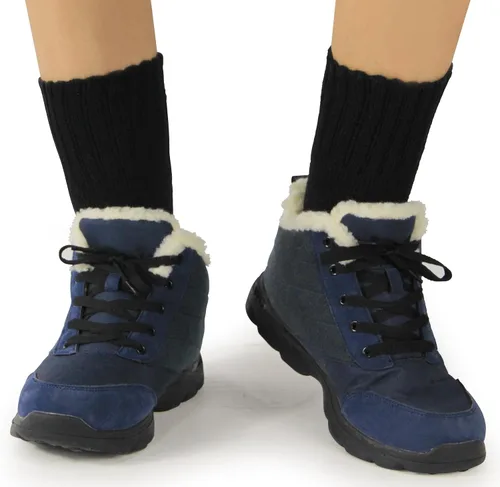 Vista 5 de BomKinta Calcetines para botas para hombre, calcetines de invierno sólidos gruesos y cálidos, talla 7-12