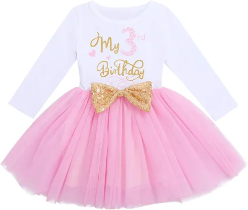 Vista 2 de ODASDO Juego de ropa de 2 piezas para bebés y niñas pequeñas de manga larga tutú con lazo para la cabeza