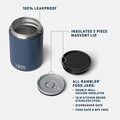 Vista 2 de YETI Rambler - Tarro de alimentos de 24 onzas, aislado al vacío, acero inoxidable, con tapa hermética, acero inoxidable