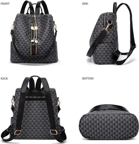Vista 3 de Makes Bolso tipo mochila para mujer, de piel sintética, con diseño convertible, 2 piezas