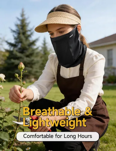Vista 6 de OZERO Mascarilla refrescante para el cuello con trabillas para las orejas Negro + negro + negro