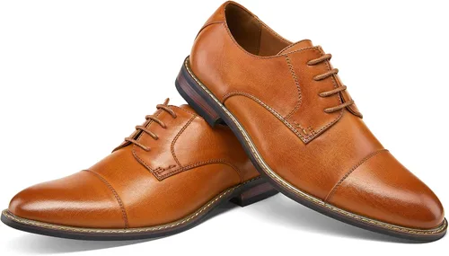 Vista 7 de Jousen Zapatos de vestir para hombre, zapatos formales Oxford con punta de ala para hombre, zapatos de negocios Derby