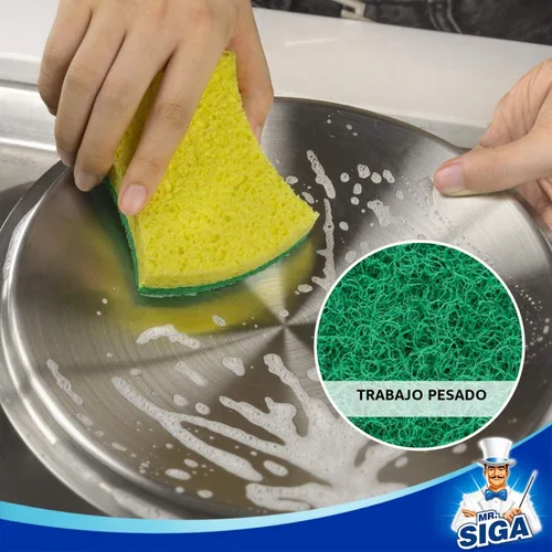 Vista 3 de MR.SIGA Esponja exfoliante de celulosa resistente, esponja de doble cara para lavar platos para cocina, paquete de 12