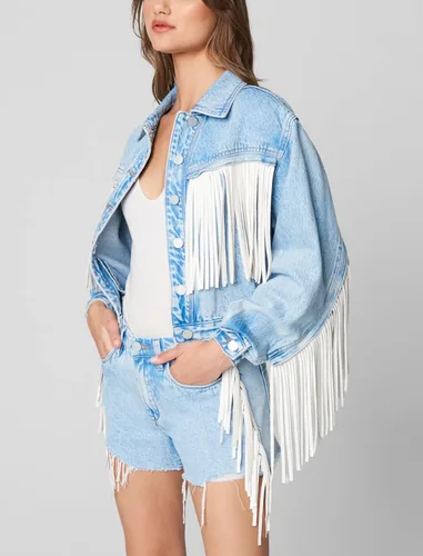 Vista 3 de BLANKNYC Chaqueta de camionero de mezclilla de lujo para mujer
