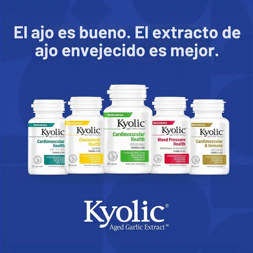 Vista 8 de Kyolic Fórmula 104 Aged Extracto de ajo, Lecitina, Colesterol, Cápsulas, 104-43, 1, 1 Extracto de ajo envejecido orgánico inodoro y lecitina