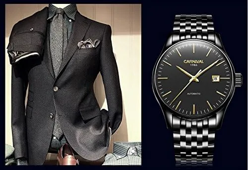 Vista 4 de Swiss Marca Mens estilo sencillo de vidrio de zafiro Reloj automático mecánico transparente Esqueleto pulsera