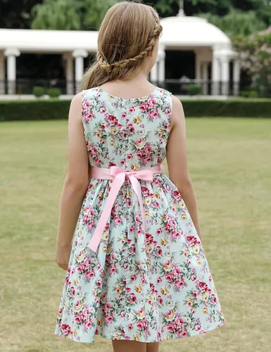 Vista 3 de Vestido de verano para niña, de algodón, con diseño floral