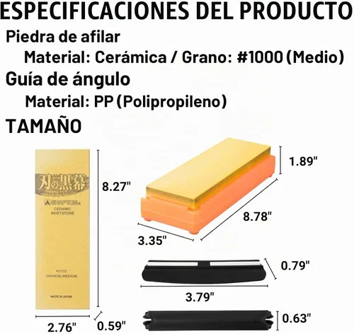 Vista 7 de Shapton, hoja K0702 para afilar cuchillos naranja y guía angular, grano 1000, #1000, mediano
