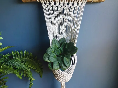 Vista 2 de WILD COTTON Macrame Plant Hanger Indoor Hanging Planter - Macrame Plant Holder - Macrame Plant Hanging - Macrame Plant Hangers Large - Driftwood