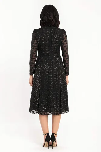 Vista 2 de Donna Morgan Vestido de mujer con textura de lunares y abertura de cerradura