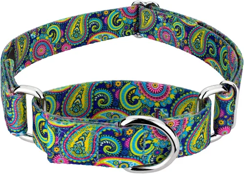 Vista 7 de Country Brook Petz - Collar de perro Martingala de cachemira azul, colección Paisley con diseños elegantes (1/2 pulgada, 2XS)
