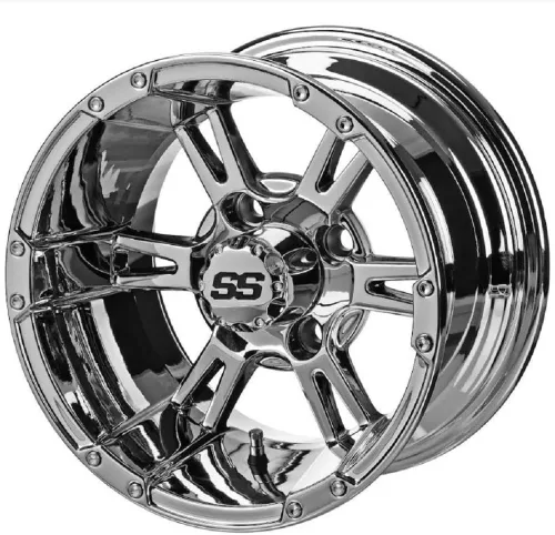Vista 2 de Bundle - 9 Items: LSI Raptor 14" Golf Cart Wheels Mirror 23" X-Trail Tires [for E-Z-GO & Club CarGolf Carts]