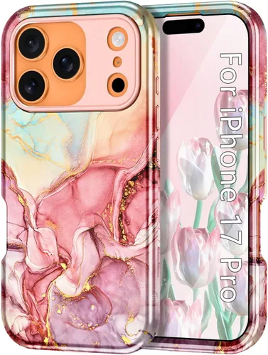 Vista 15 de CASEFIV Funda compatible con iPhone 11, patrón de mármol 3 en 1, resistente a prueba de golpes y caídas, cuerpo completo, policarbonato duro