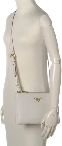Vista 6 de Bandolera Prada Vitello Phenix de Piel Blanca 1BH046