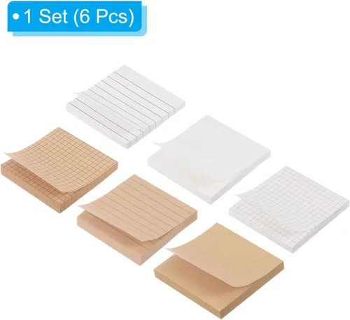 Vista 3 de PATIKIL Notas adhesivas de 3 x 3 pulgadas, paquete de 6 rejillas forradas en blanco, 80 hojas/bloc, poste de notas para oficina en casa, negocios