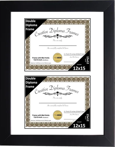 Vista 70 de Creative Picture Frames Marco de diploma doble clásico negro de 6 x 8 pulgadas con vidrio negro y colgador de pared instalado