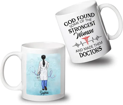 Vista 9 de Taza de café con nombre personalizado para médicos, taza de café personalizada para médicos, regalo para hombres, hombres, doctores, estetoscopio