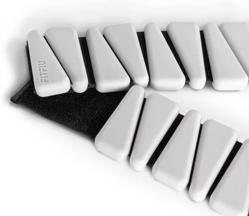 Vista 5 de Fitfiu Kit de fitness de 2 pulseras de pesas de 1.10 libras cada una de Acer en silicona blanca suave para añadir resistencia en muñecas y tobillos
