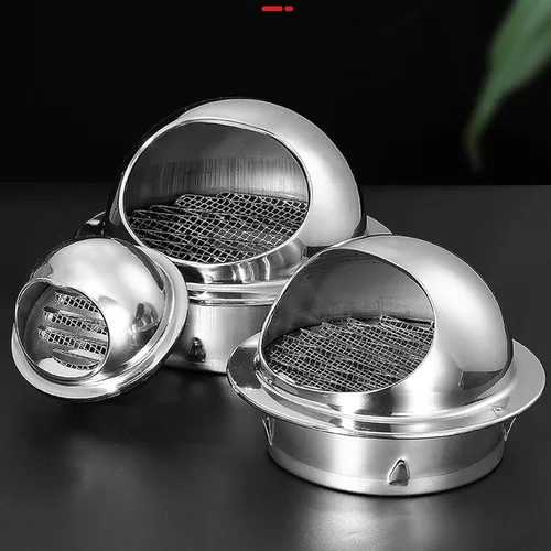 Vista 2 de Tapa de acero inoxidable 304 para chimenea, cubierta de ventilación de salida de aire de pared exterior, campana extractora, cubierta protectora