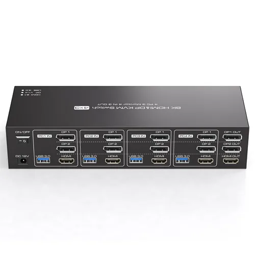 Vista 9 de Selector de interruptor USB 3.0 4 computadoras comparten 4 puertos USB A para ratón, teclado, impresora, escáner con control remoto inalámbrico