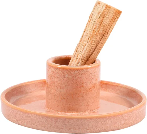 Vista 7 de Soporte Palo Santo, quemador de incienso de cerámica para madera de Palo Santo o palo de incienso perfumado, color beige