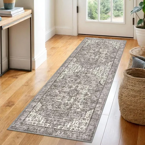 Vista 28 de SIILOOM Alfombra lavable de 2 x 3 pies, alfombra suave color taupe ceniza para entrada, tapete antideslizante para puerta de interior, tapete