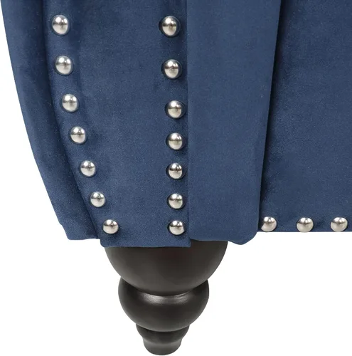 Vista 7 de RARZOE Chesterfield - Silla contemporánea de terciopelo Chesterfield, silla de club de terciopelo, silla Chesterfield con brazos enrollados de Azul